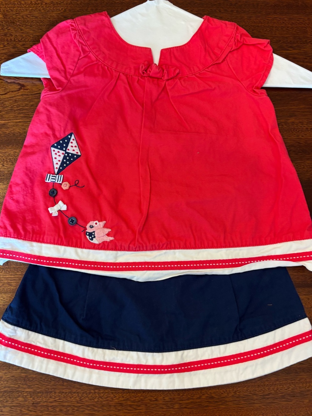 Gymboree Nantucket Red and Navy Girls Two-Piece Skirt Set